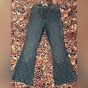 Hollister Blue Floral Wide Leg Jeans